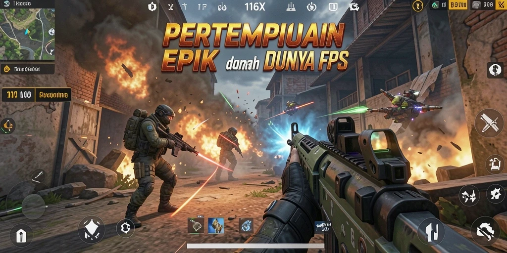 Tampilan gameplay intens di 116X dengan aksi menembak yang cepat.