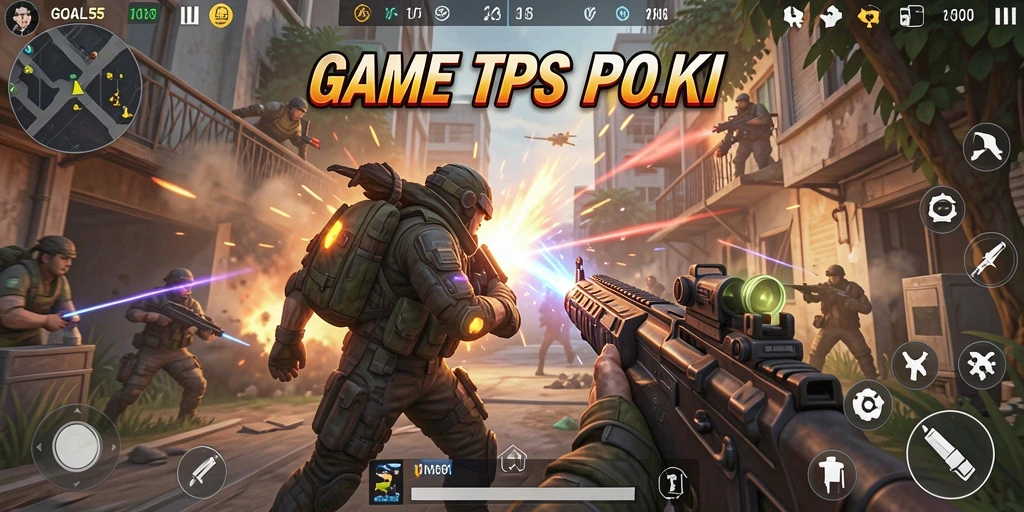 Tampilan gameplay seru dari GOAL55 saat pertempuran intens.