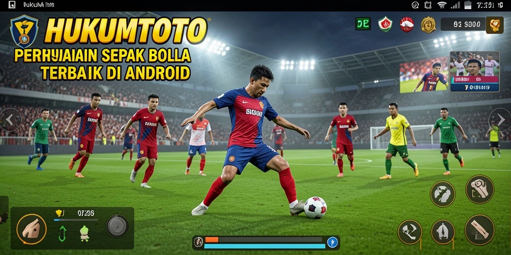 Screenshot gameplay <strong>HUKUMTOTO</strong> menampilkan pertandingan sepak bola yang intens.