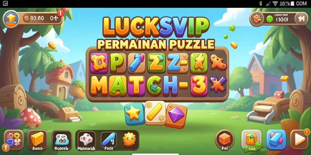 Screenshot gameplay LUCKSVIP dengan momen mencocokkan item Match-3.