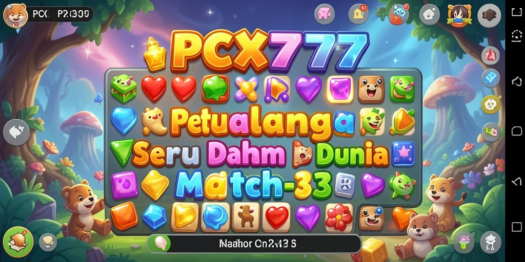 Tampilan seru gameplay PCX777 dengan tantangan Match-3.