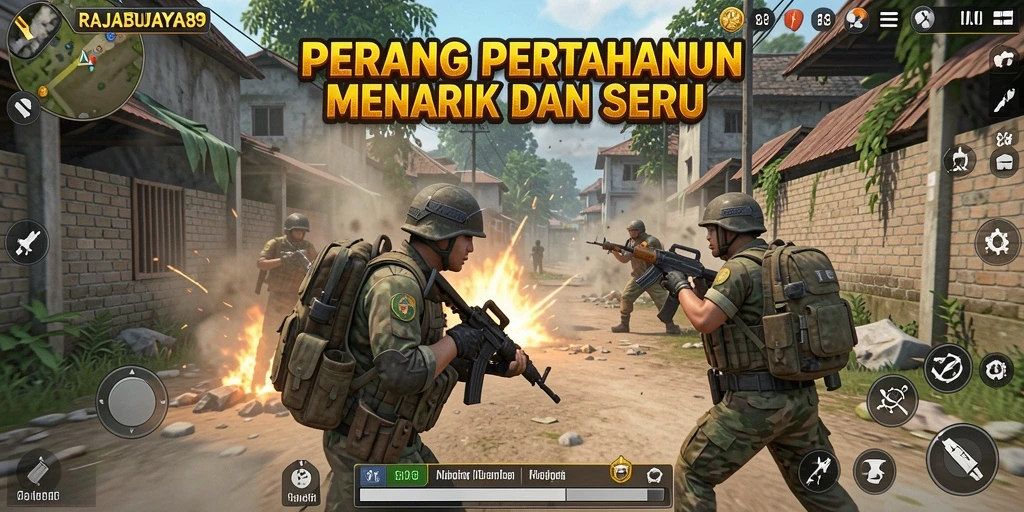 Gameplay seru RAJABUAYA89 saat mempertahankan wilayah dari serangan musuh.