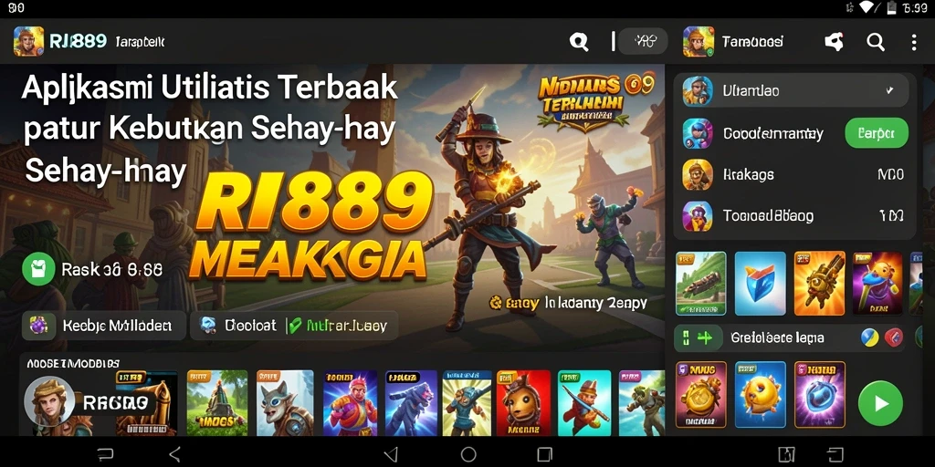 Screenshot utama RI889 menunjukkan fitur pengingat dan pengelolaan tugas yang intuitif.