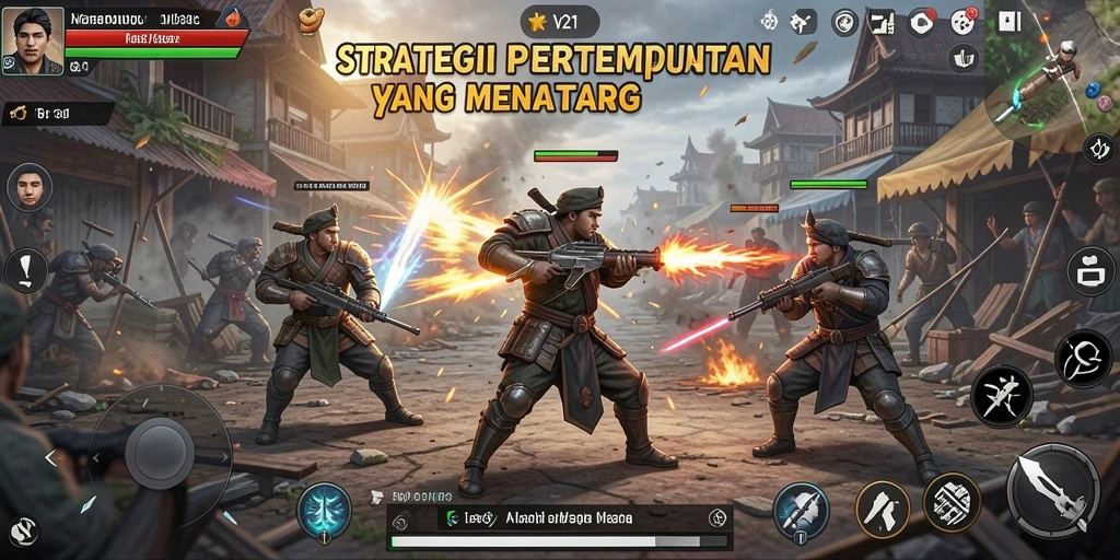 Tangkapan layar gameplay V21 menunjukkan aksi strategi yang mendebarkan.